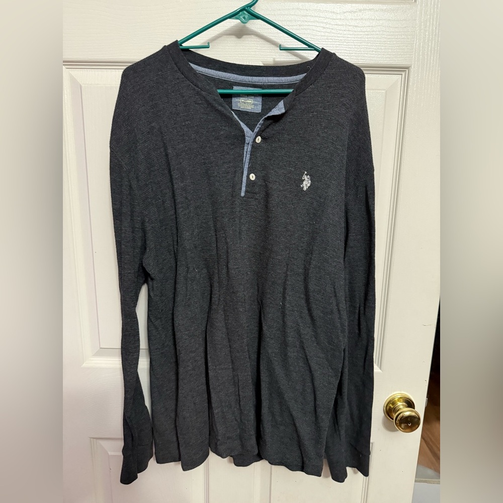 U.S. Polo Assn. Dark Gray Long Sleeve Henley